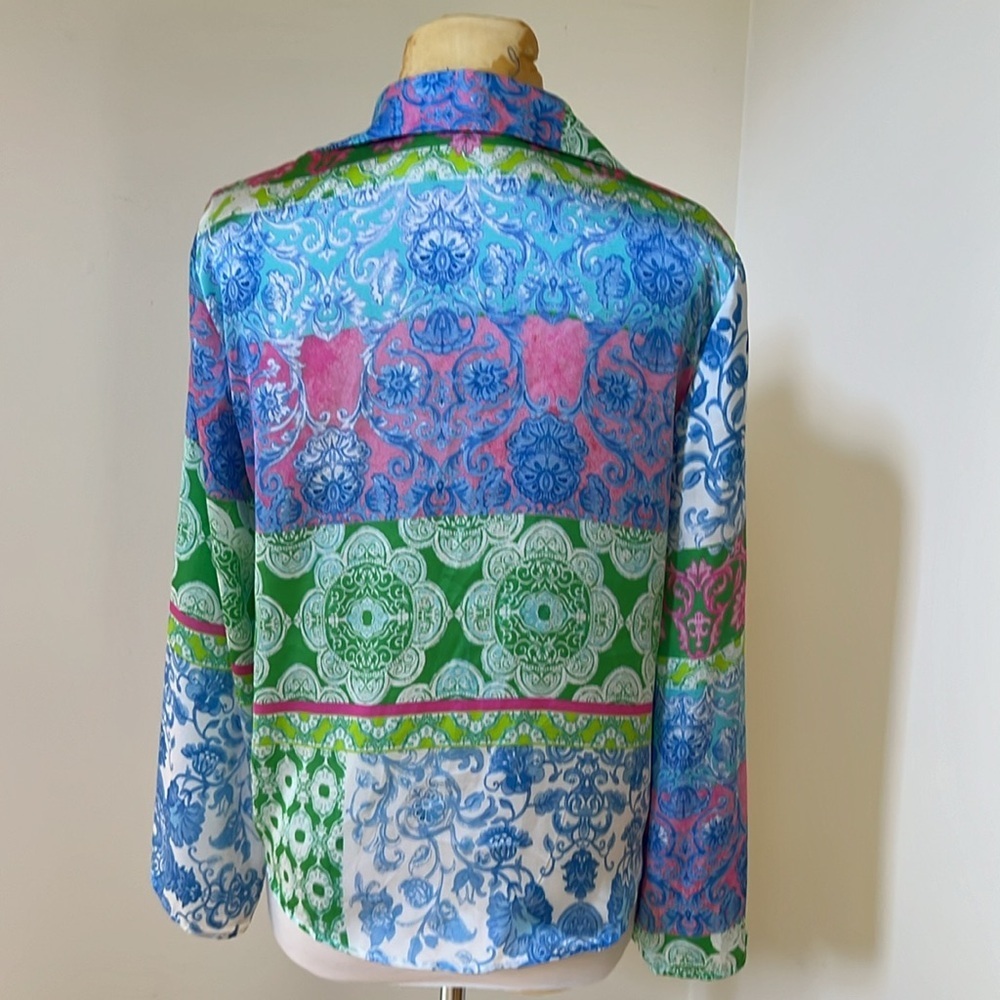 Zara medium satin multi patchwork shirt. - image 4